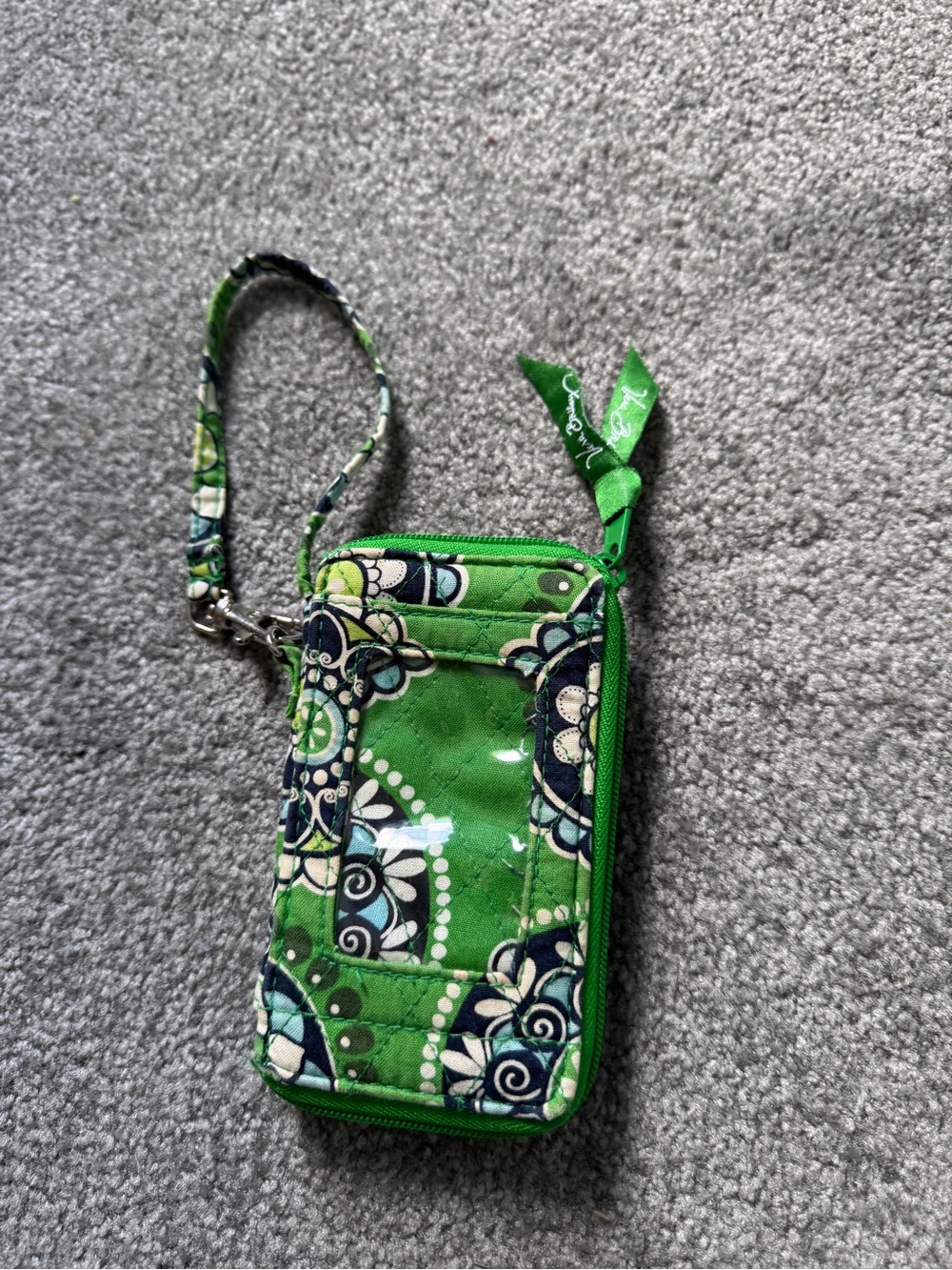 Vera Bradley Green Floral Quilted Wristlet Clutch